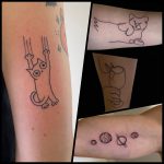 macskák borospohár bolygó tetoválás, cats wine glass planet tattoo
