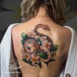 kígyó virág telihát tetoválás, snake flower full body tattoo