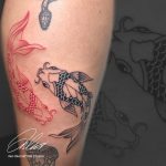 piros fekete hal koi ponty tetoválás, red black fish koi tattoo