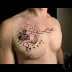 geometrikus bolygó csillagjegy Univerzum tetoválás mellkas, geometric planet zodiac sign Universe tattoo chest